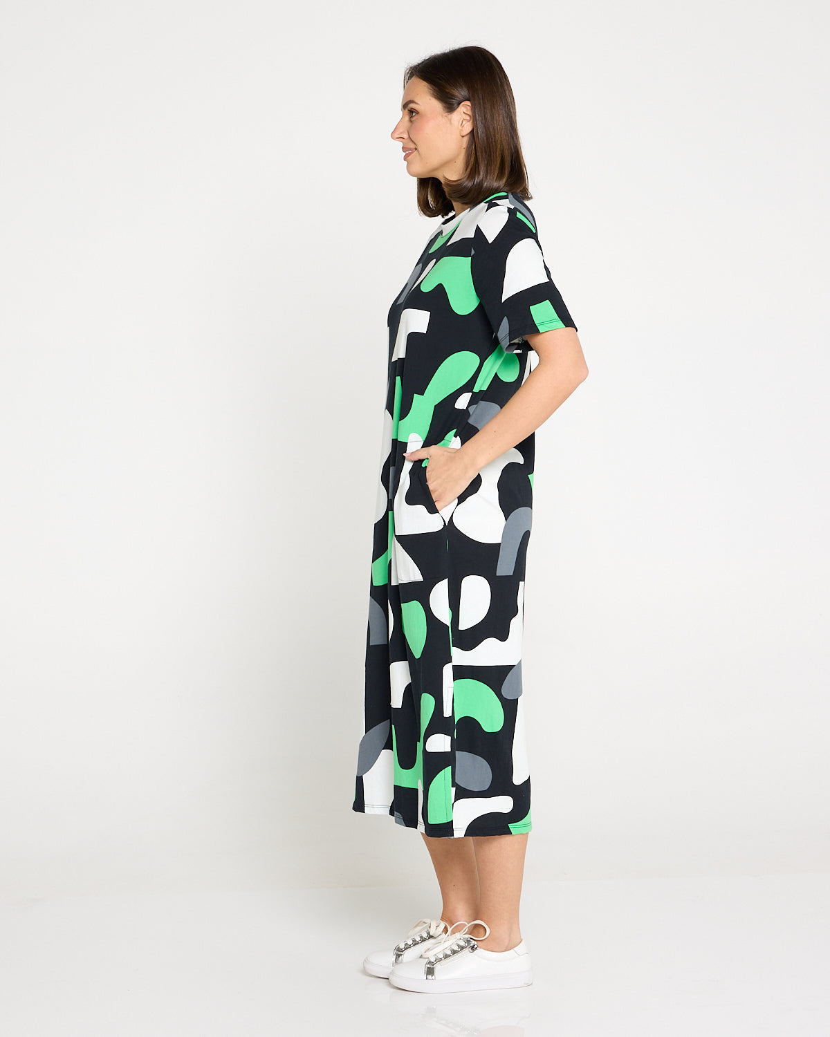 Stijl Cotton Tee Dress - Abstract Yardage Print