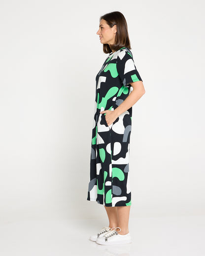 Stijl Cotton Tee Dress - Abstract Yardage Print