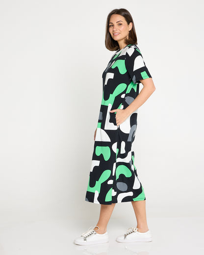 Stijl Cotton Tee Dress - Abstract Yardage Print