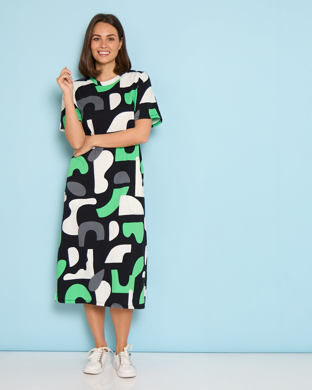Stijl Cotton Tee Dress - Abstract Yardage Print