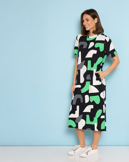 Stijl Cotton Tee Dress - Abstract Yardage Print