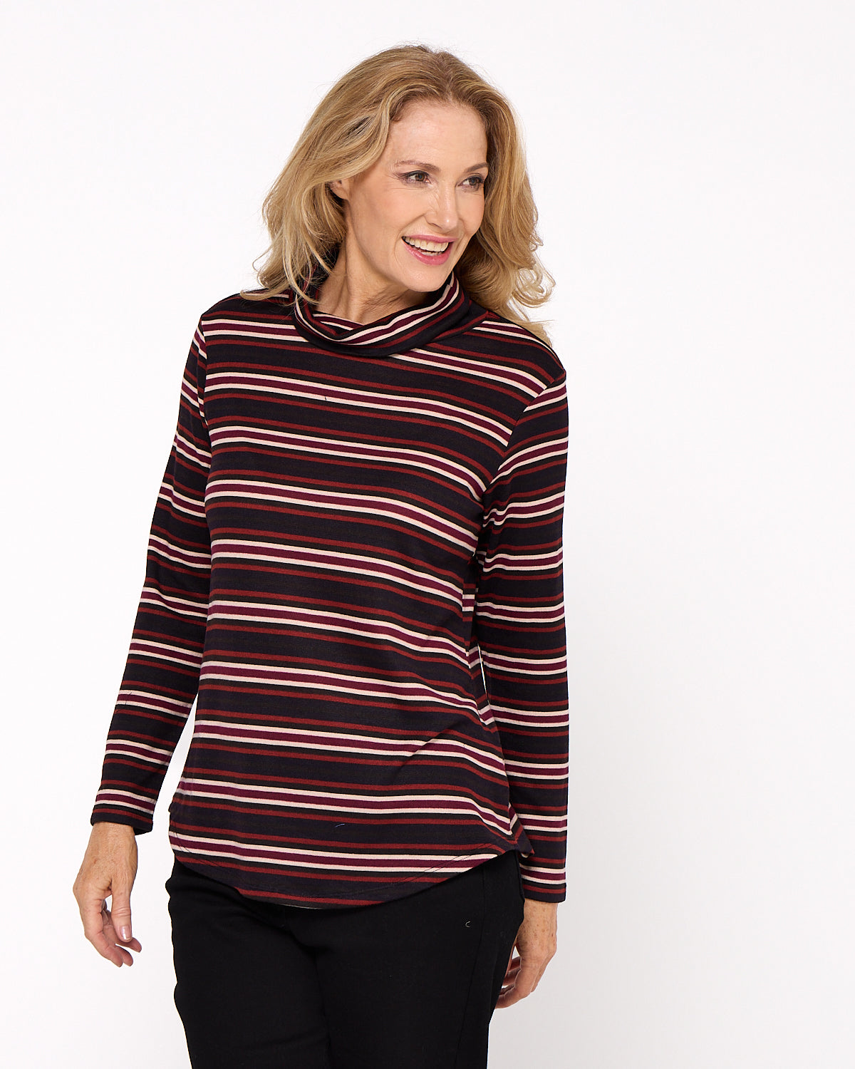 Tallarook Top - Burgundy Stripe