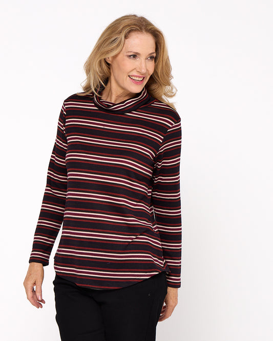 Tallarook Top - Burgundy Stripe