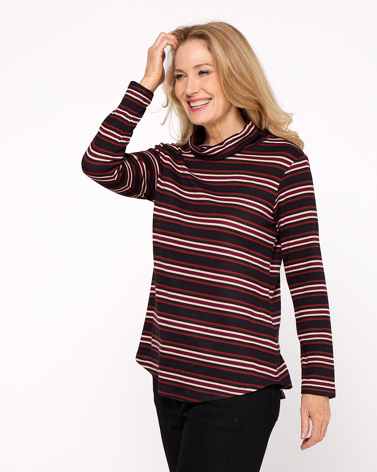 Tallarook Top - Burgundy Stripe