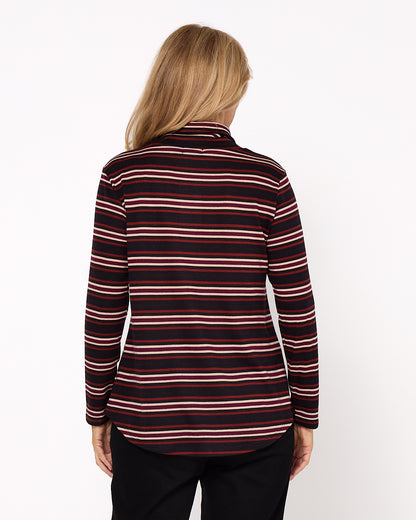 Tallarook Top - Burgundy Stripe