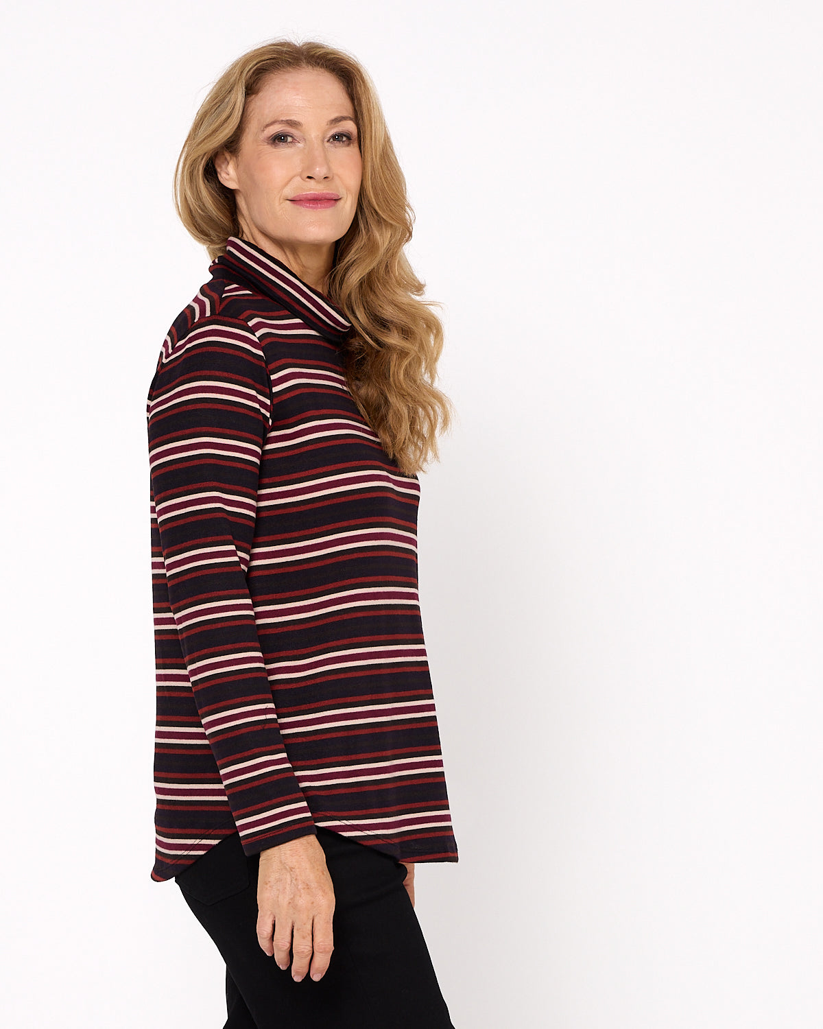 Tallarook Top - Burgundy Stripe