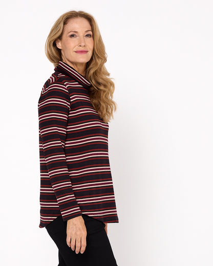 Tallarook Top - Burgundy Stripe