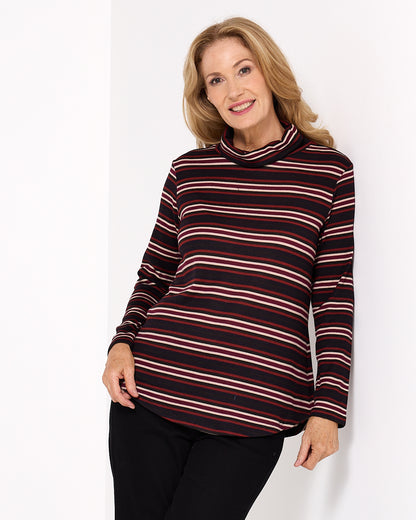 Tallarook Top - Burgundy Stripe