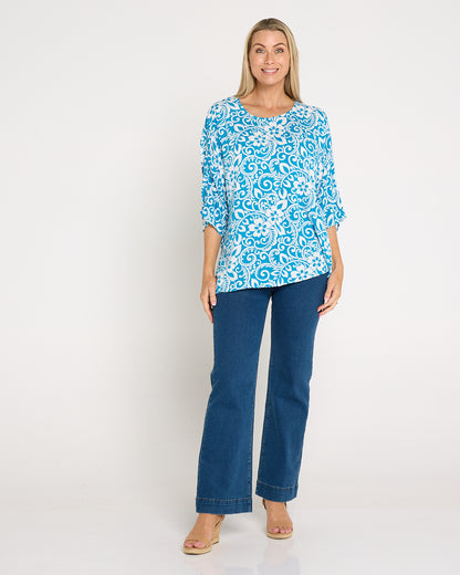 Summer Ease Top - Turquoise Hawaii
