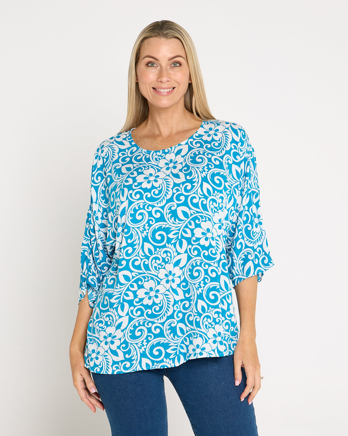 Summer Ease Top - Turquoise Hawaii
