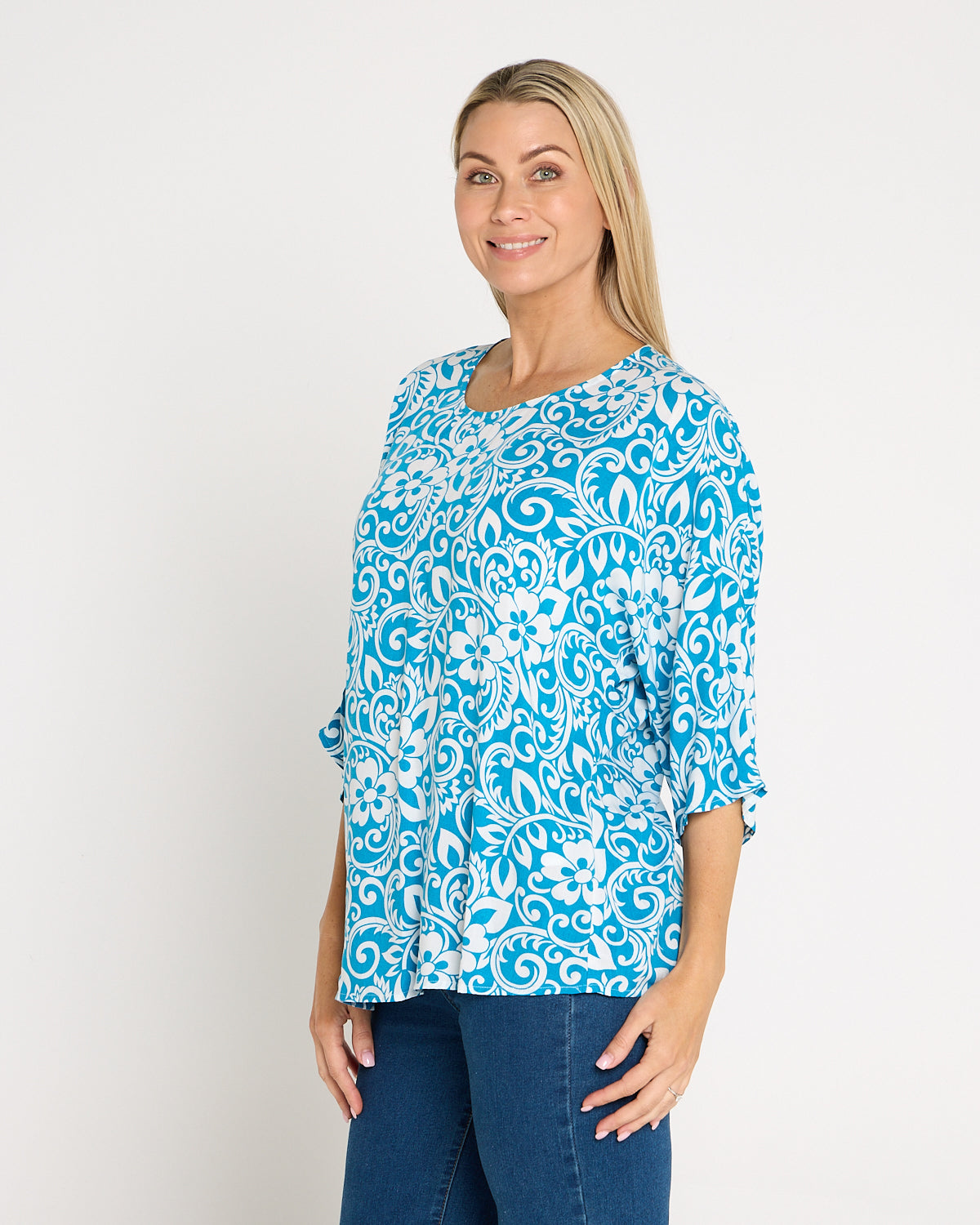 Summer Ease Top - Turquoise Hawaii