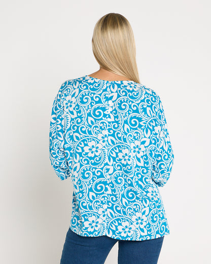 Summer Ease Top - Turquoise Hawaii