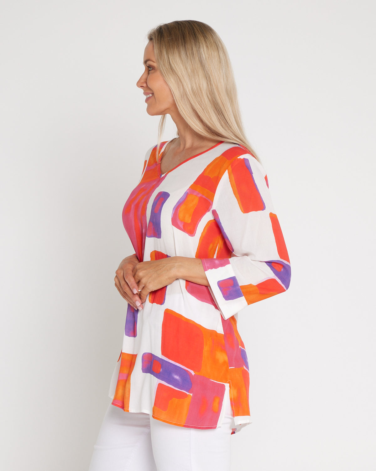 Summer Rainbow Kimono Sleeve Top - Sunset Glow