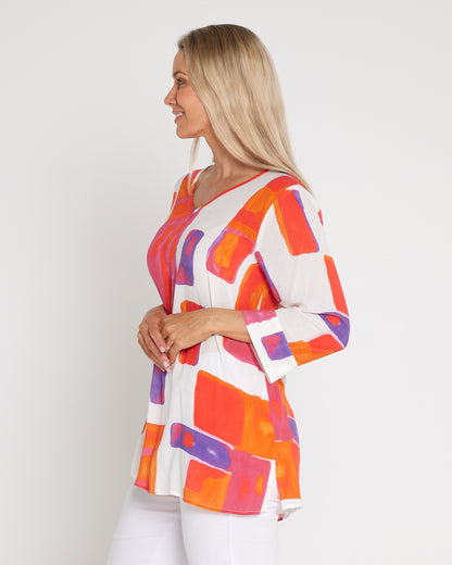 Summer Rainbow Kimono Sleeve Top - Sunset Glow