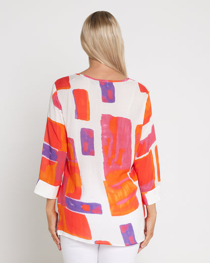 Summer Rainbow Kimono Sleeve Top - Sunset Glow