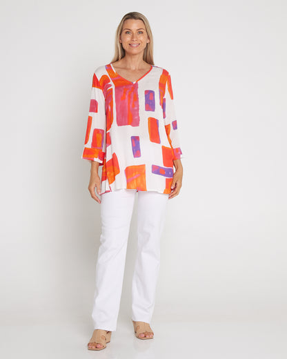Summer Rainbow Kimono Sleeve Top - Sunset Glow