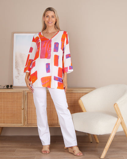 Summer Rainbow Kimono Sleeve Top - Sunset Glow