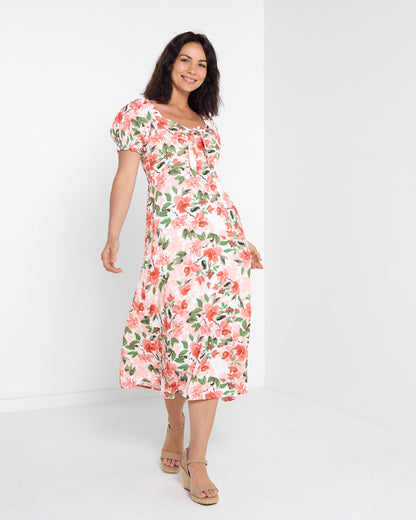 Sunshine Dress - Melon Floral: styled view