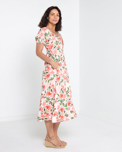Sunshine Dress - Melon Floral: styled view