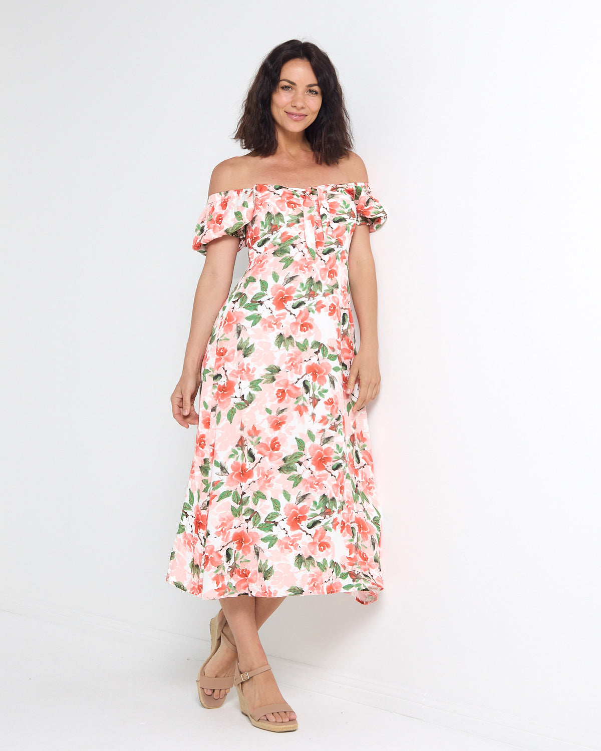 Sunshine Dress - Melon Floral: styled view