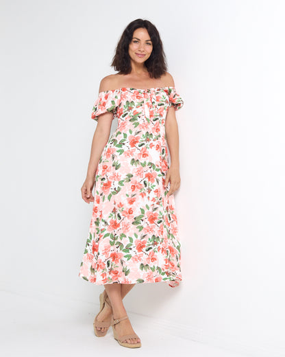 Sunshine Dress - Melon Floral: styled view