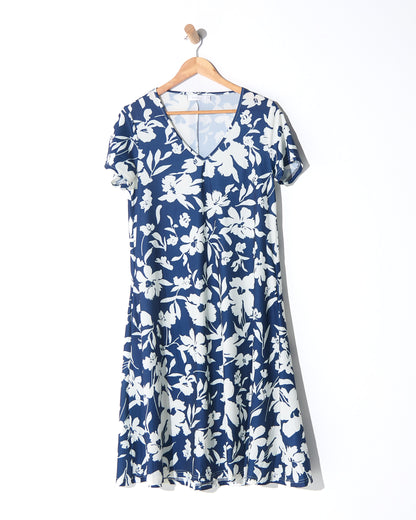 Christobel No Iron Dress - Navy Floral: styled view