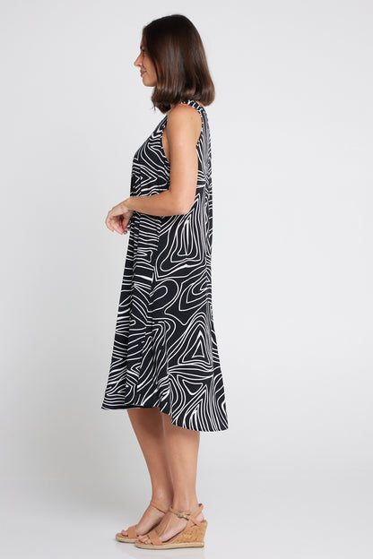 Susie Dress - Black/White Swirl