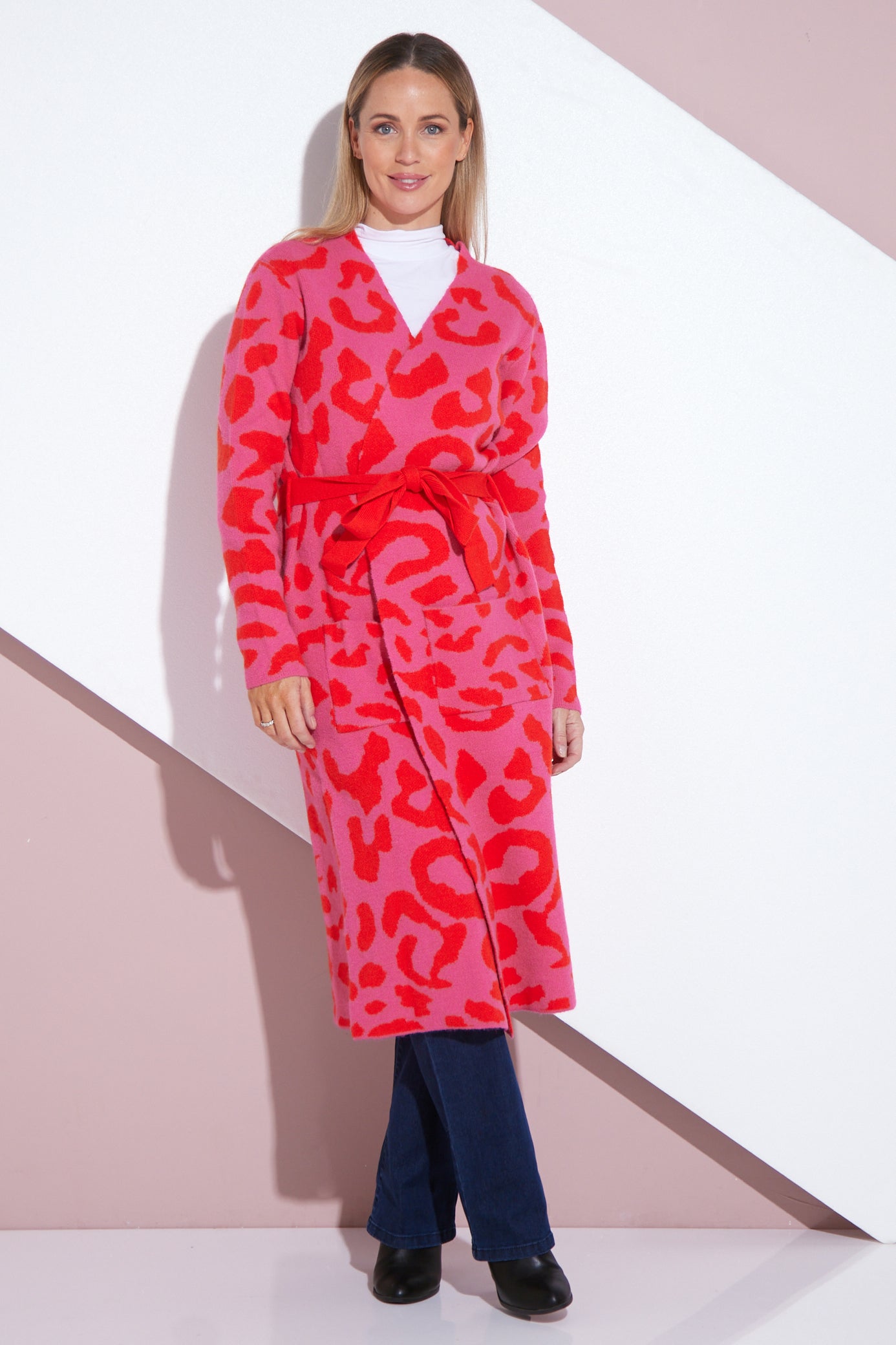 Swift Cardigan - Pink/Red Cheetah Print