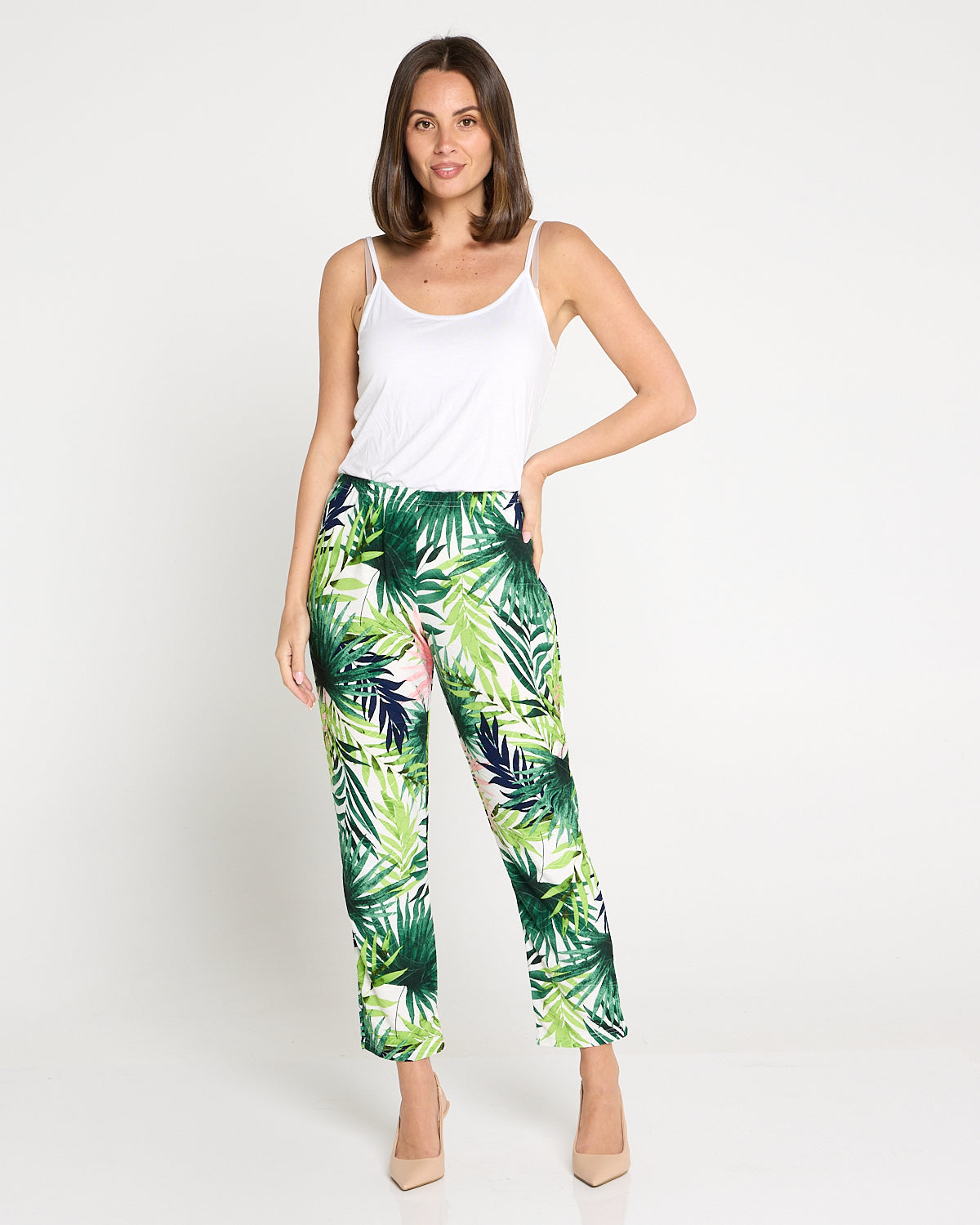 Gianna Printed Pants Petite - Tropical Palm