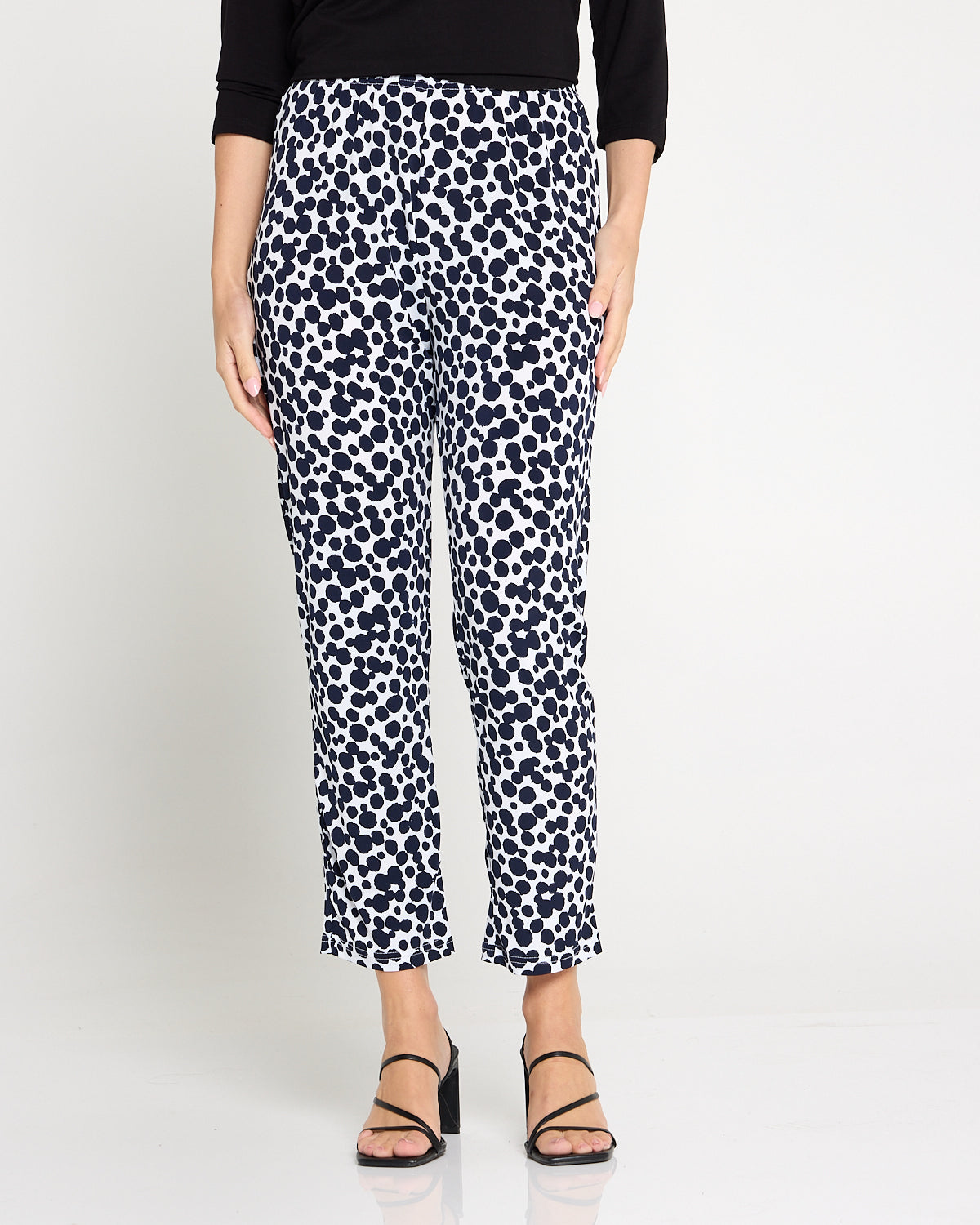 Gianna Printed Pants Petite - White/French Navy Spot