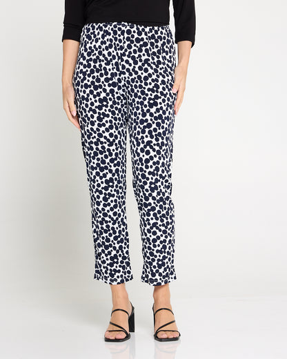 Gianna Printed Pants Petite - White/French Navy Spot