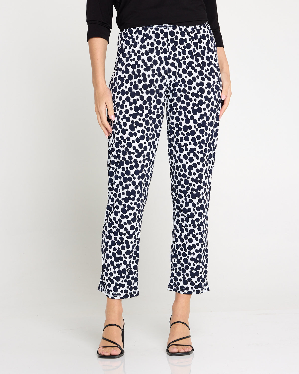 Gianna Printed Pants Petite - White/French Navy Spot