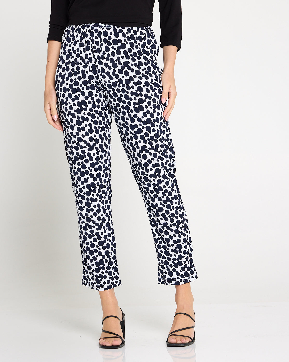 Gianna Printed Pants Petite - White/French Navy Spot