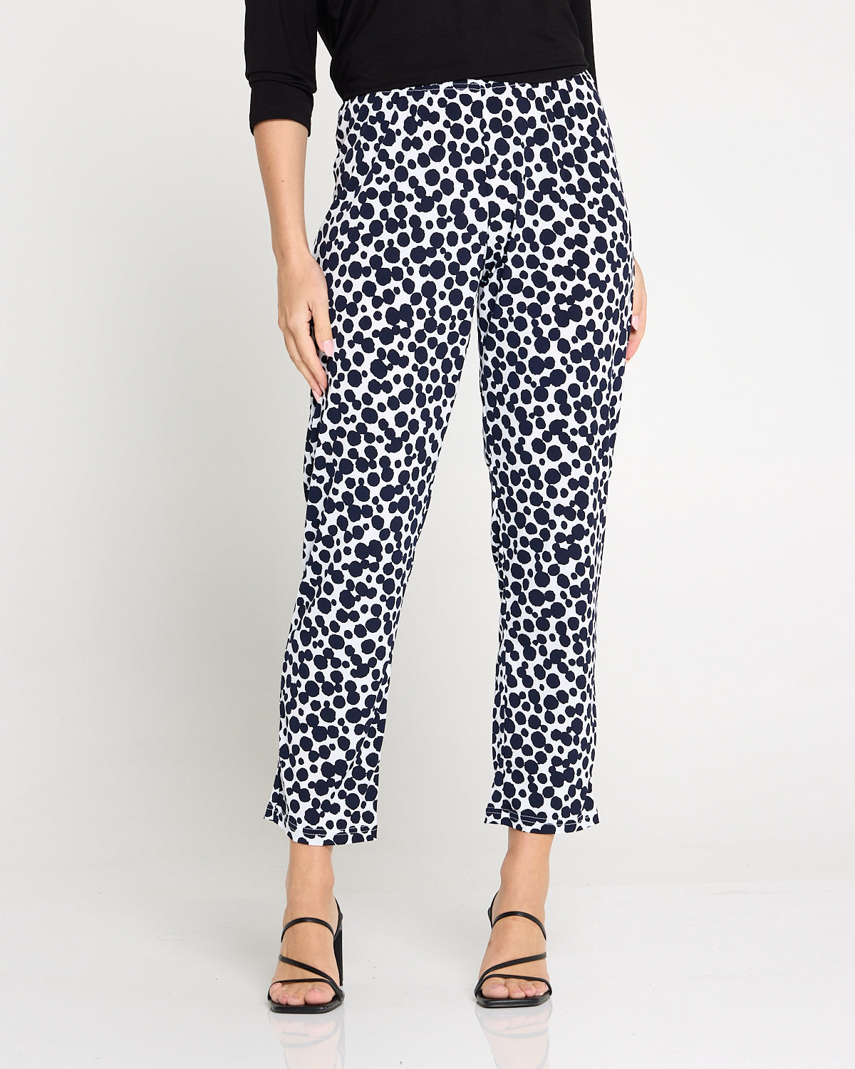 Gianna Printed Pants Petite - White/French Navy Spot