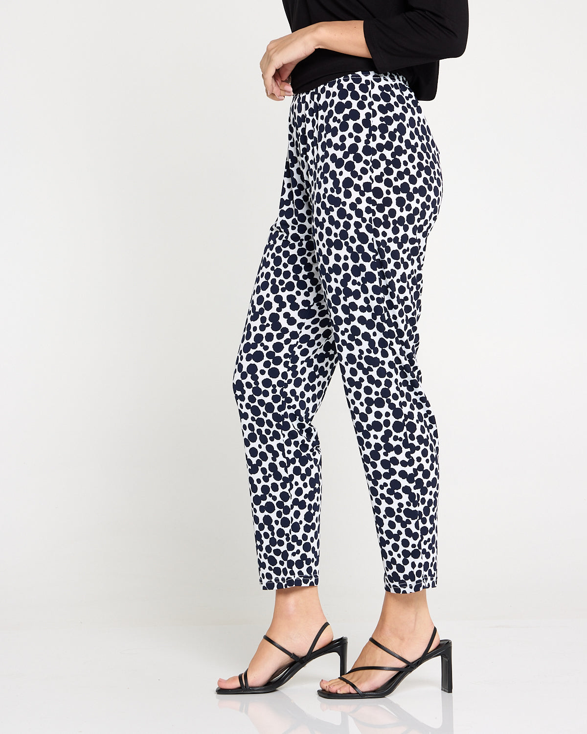 Gianna Printed Pants Petite - White/French Navy Spot