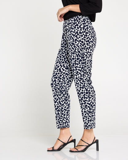 Gianna Printed Pants Petite - White/French Navy Spot