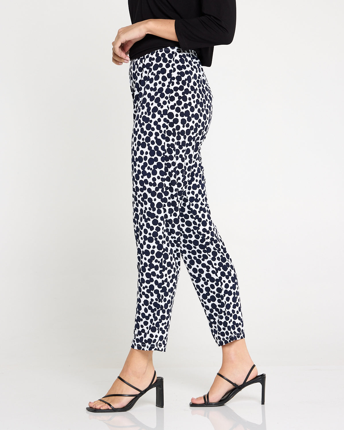 Gianna Printed Pants Petite - White/French Navy Spot