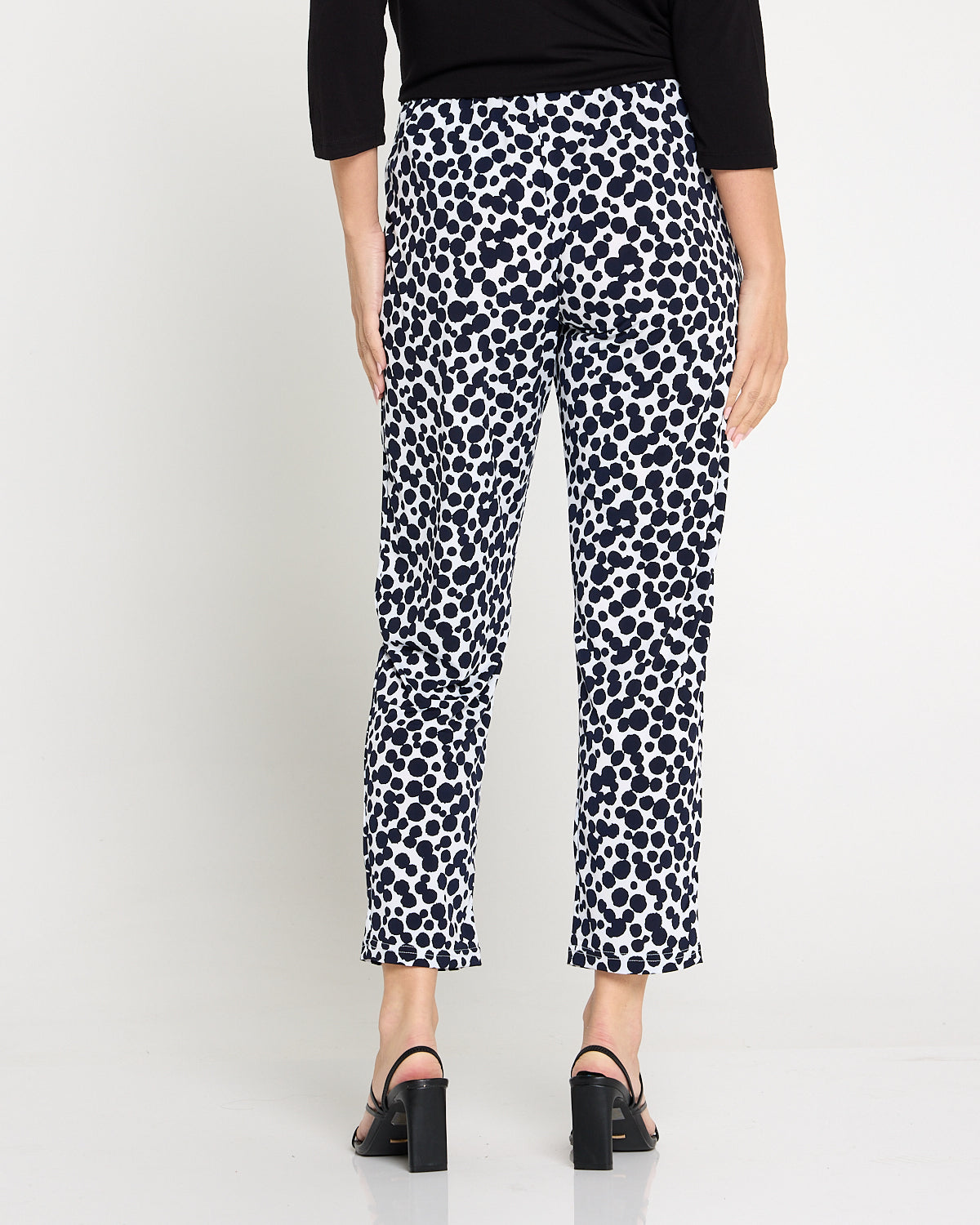 Gianna Printed Pants Petite - White/French Navy Spot