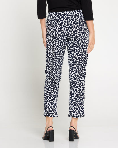 Gianna Printed Pants Petite - White/French Navy Spot