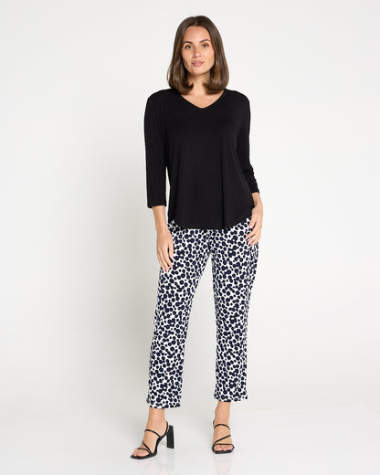 Gianna Printed Pants Petite - White/French Navy Spot