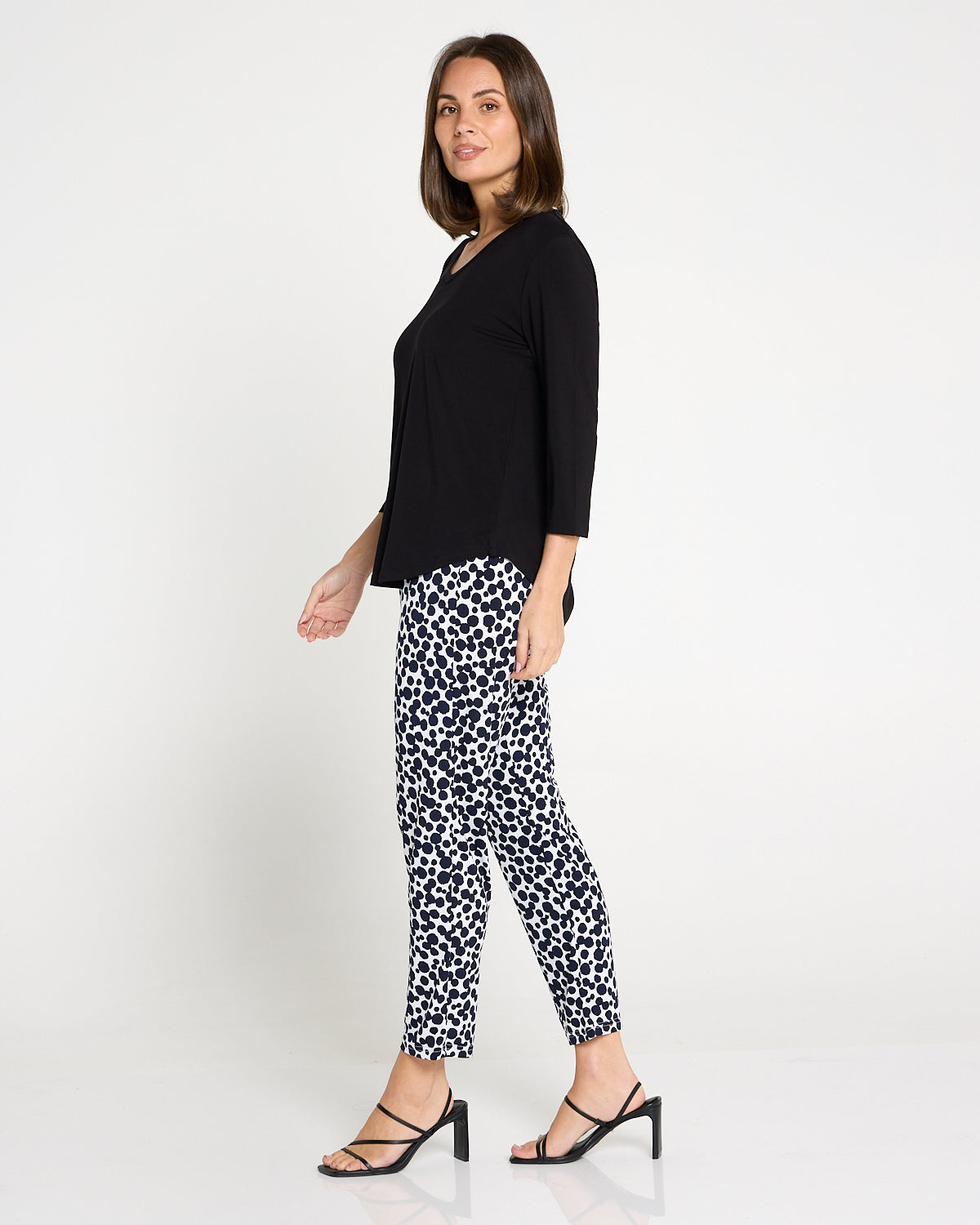 Gianna Printed Pants Petite - White/French Navy Spot