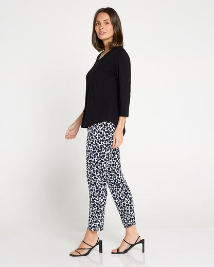 Gianna Printed Pants Petite - White/French Navy Spot