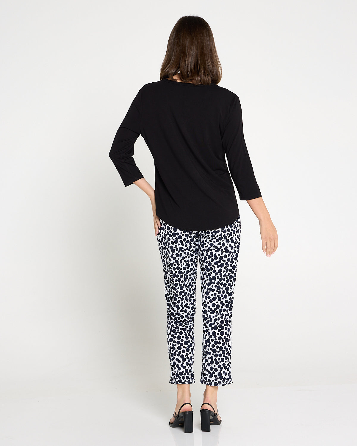 Gianna Printed Pants Petite - White/French Navy Spot
