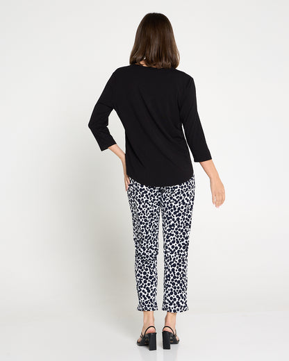 Gianna Printed Pants Petite - White/French Navy Spot