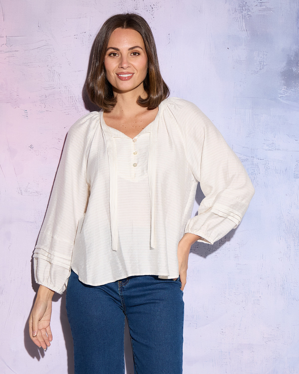 Celestina Blouse - Ivory Shell