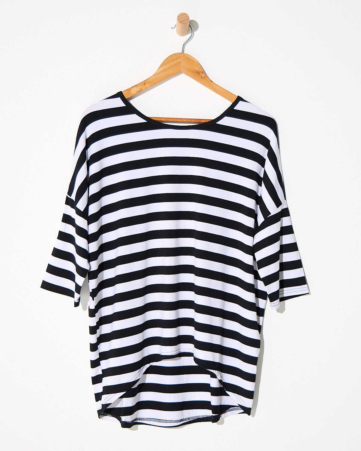 Montmartre Bamboo Top - Black White Wide Stripe