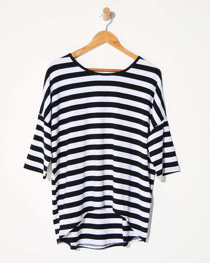 Montmartre Bamboo Top - Black White Wide Stripe