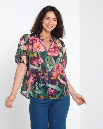 Helena Top - Midnight Bloom: styled view