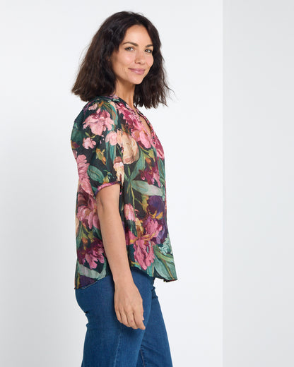 Helena Top - Midnight Bloom: styled view