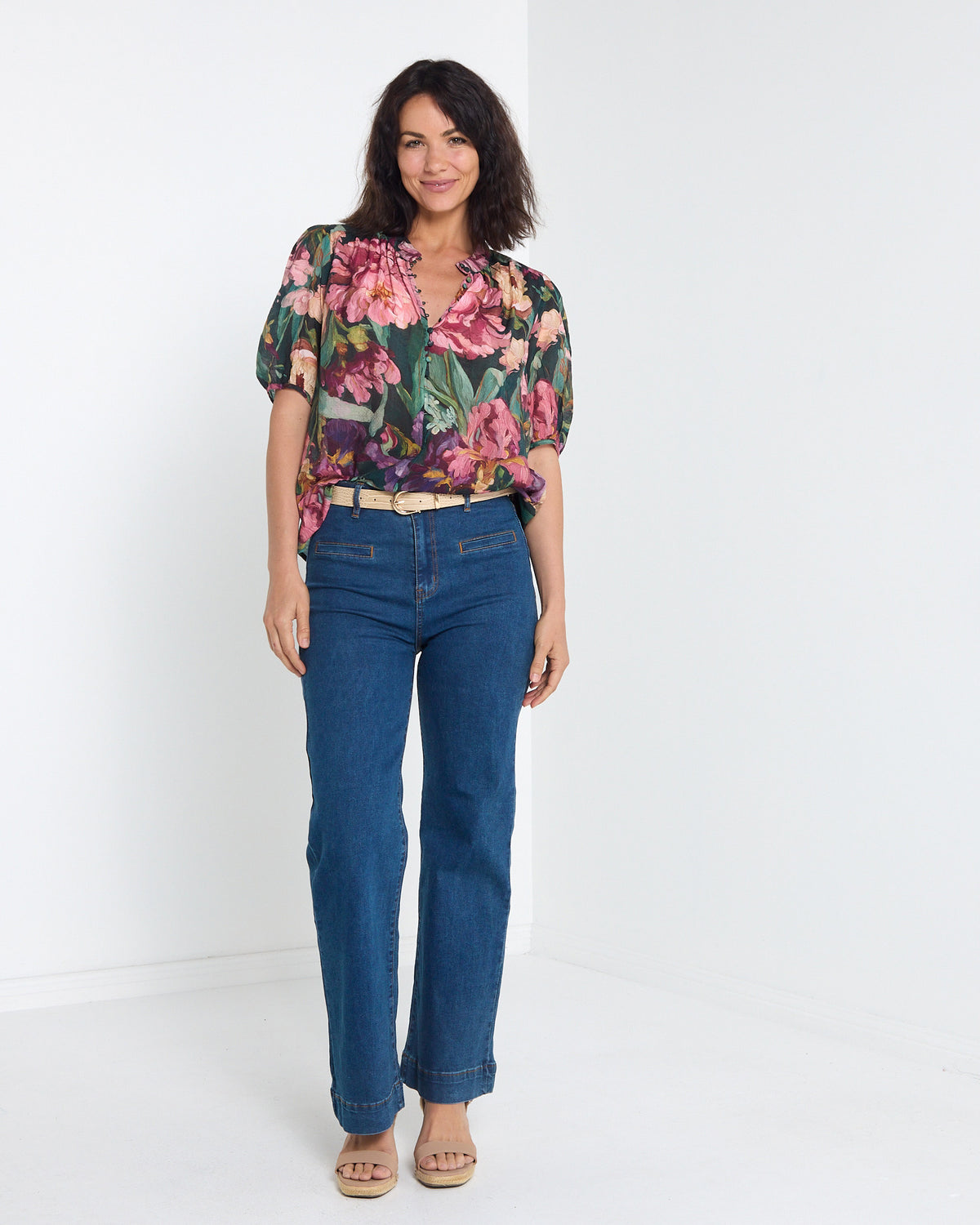 Helena Top - Midnight Bloom: styled view